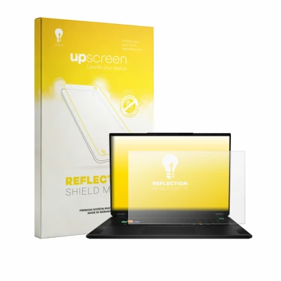Front side of a product packaging with the brand logo upscreen. Next to it is the device MSI Stealth 18 HX AI shown with the c