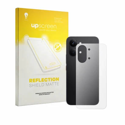 Front side of a product packaging with the brand logo upscreen. Next to it is the device Xiaomi Poco X8 Pro Max (Back) shown w