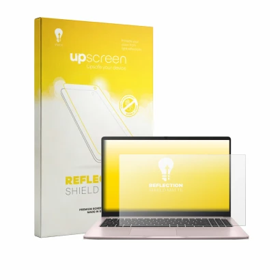 Front side of a product packaging with the brand logo upscreen. Next to it is the device ASUS Chromebook CX15 shown with the c