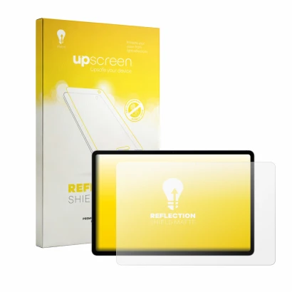 Front side of a product packaging with the brand logo upscreen. Next to it is the device Samsung Galaxy Tab S12 Plus shown wit