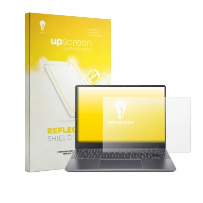 Front side of a product packaging with the brand logo upscreen. Next to it is the device Acer Chromebook Plus Enterprise 514 s
