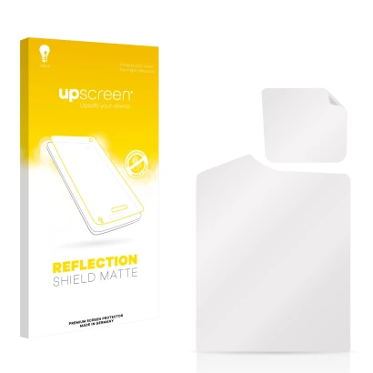 Front side of a product packaging with the brand logo upscreen. Next to it is the corresponding screen protector.