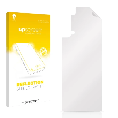 Front side of a product packaging with the brand logo upscreen. Next to it is the corresponding screen protector.