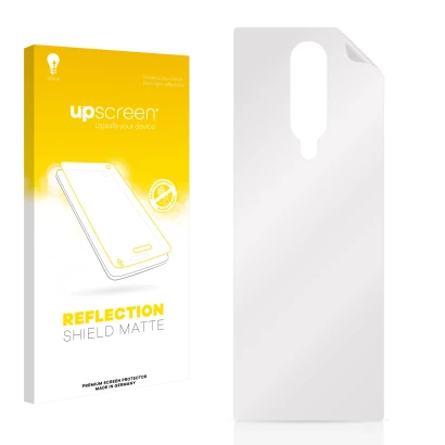 Front side of a product packaging with the brand logo upscreen. Next to it is the corresponding screen protector.
