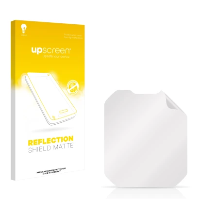 Front side of a product packaging with the brand logo upscreen. Next to it is the corresponding screen protector.