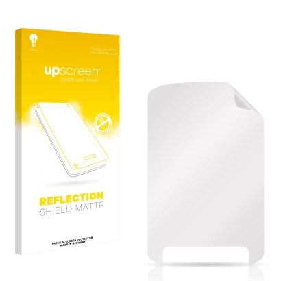 Front side of a product packaging with the brand logo upscreen. Next to it is the corresponding screen protector.
