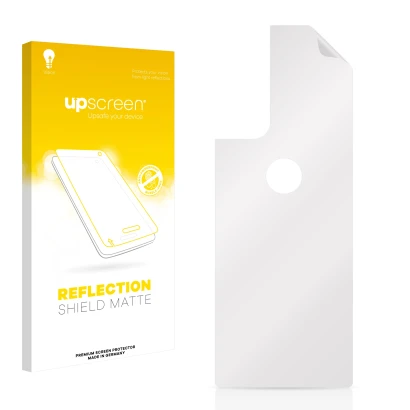 Front side of a product packaging with the brand logo upscreen. Next to it is the corresponding screen protector.