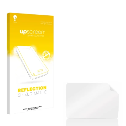 Front side of a product packaging with the brand logo upscreen. Next to it is the corresponding screen protector.