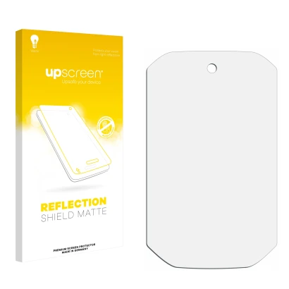 Front side of a product packaging with the brand logo upscreen. Next to it is the corresponding screen protector.