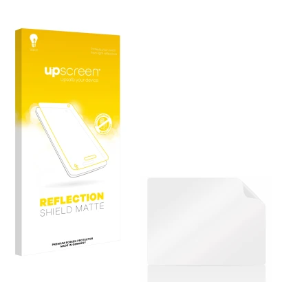 Front side of a product packaging with the brand logo upscreen. Next to it is the corresponding screen protector.