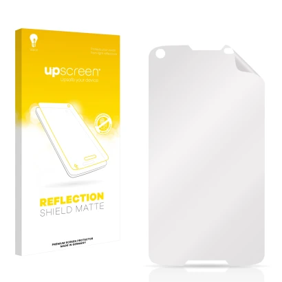Front side of a product packaging with the brand logo upscreen. Next to it is the corresponding screen protector.