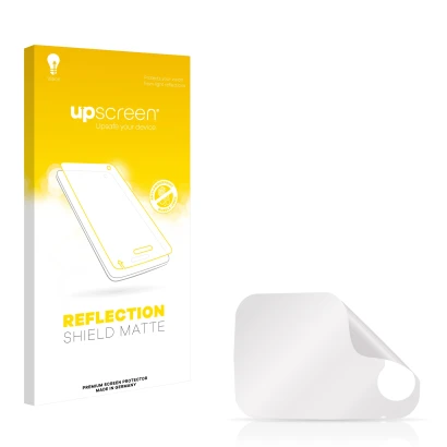 Front side of a product packaging with the brand logo upscreen. Next to it is the corresponding screen protector.