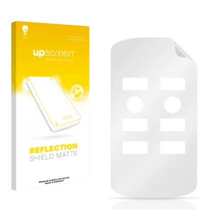 Front side of a product packaging with the brand logo upscreen. Next to it is the corresponding screen protector.