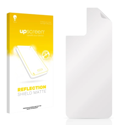 Front side of a product packaging with the brand logo upscreen. Next to it is the corresponding screen protector.