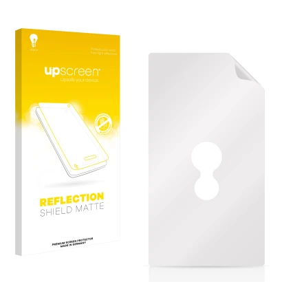 Front side of a product packaging with the brand logo upscreen. Next to it is the corresponding screen protector.
