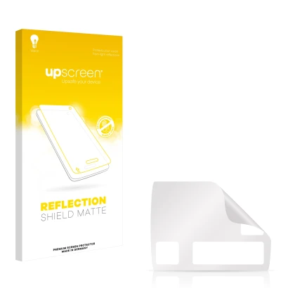 Front side of a product packaging with the brand logo upscreen. Next to it is the corresponding screen protector.
