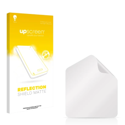 Front side of a product packaging with the brand logo upscreen. Next to it is the corresponding screen protector.