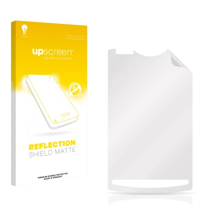 Front side of a product packaging with the brand logo upscreen. Next to it is the corresponding screen protector.