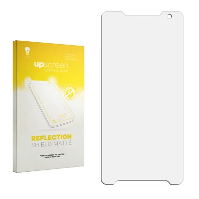 Front side of a product packaging with the brand logo upscreen. Next to it is the corresponding screen protector.