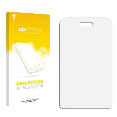 Front side of a product packaging with the brand logo upscreen. Next to it is the corresponding screen protector.