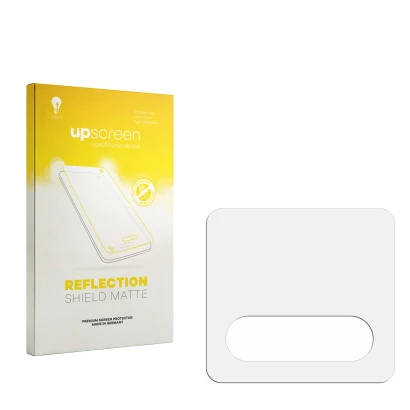 Front side of a product packaging with the brand logo upscreen. Next to it is the corresponding screen protector.