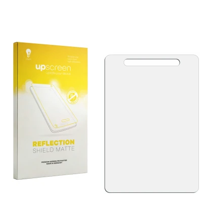 Front side of a product packaging with the brand logo upscreen. Next to it is the corresponding screen protector.