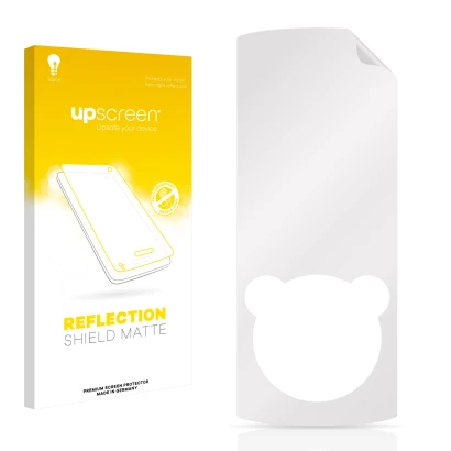 Front side of a product packaging with the brand logo upscreen. Next to it is the corresponding screen protector.