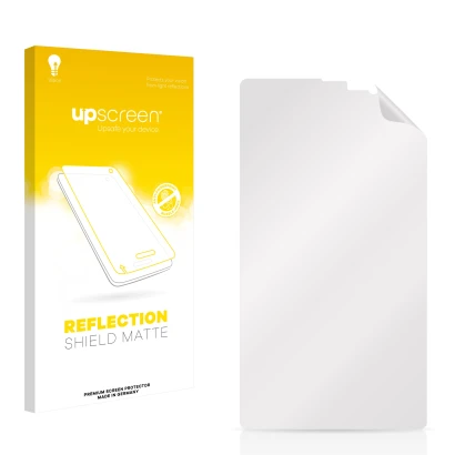 Front side of a product packaging with the brand logo upscreen. Next to it is the corresponding screen protector.