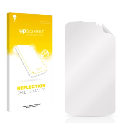 Front side of a product packaging with the brand logo upscreen. Next to it is the corresponding screen protector.