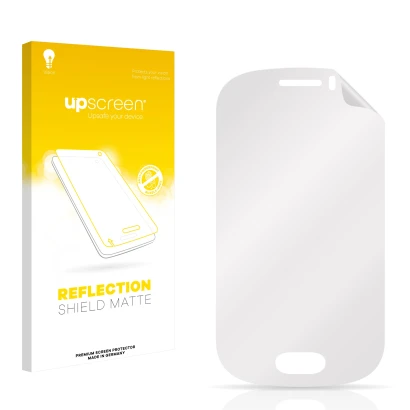 Front side of a product packaging with the brand logo upscreen. Next to it is the corresponding screen protector.