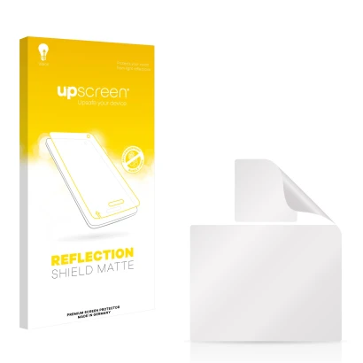 Front side of a product packaging with the brand logo upscreen. Next to it is the corresponding screen protector.
