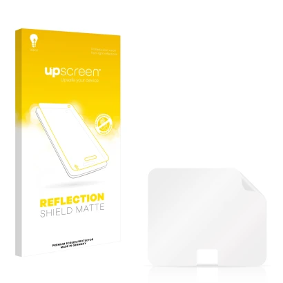 Front side of a product packaging with the brand logo upscreen. Next to it is the corresponding screen protector.
