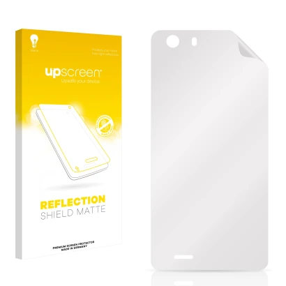 Front side of a product packaging with the brand logo upscreen. Next to it is the corresponding screen protector.