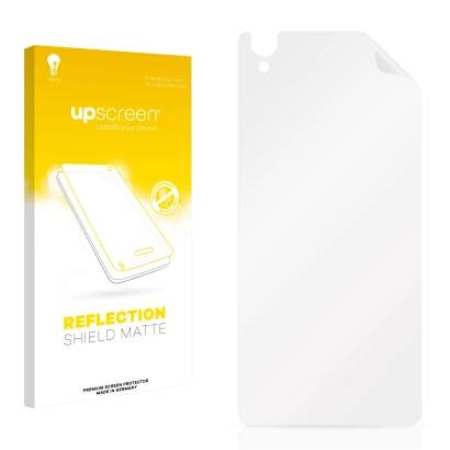 Front side of a product packaging with the brand logo upscreen. Next to it is the corresponding screen protector.