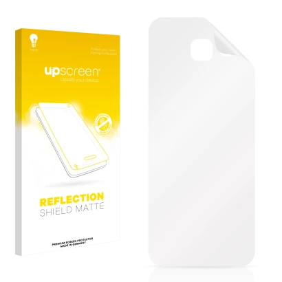 Front side of a product packaging with the brand logo upscreen. Next to it is the corresponding screen protector.