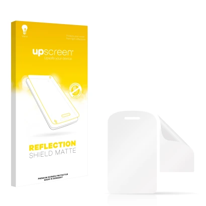 Front side of a product packaging with the brand logo upscreen. Next to it is the corresponding screen protector.