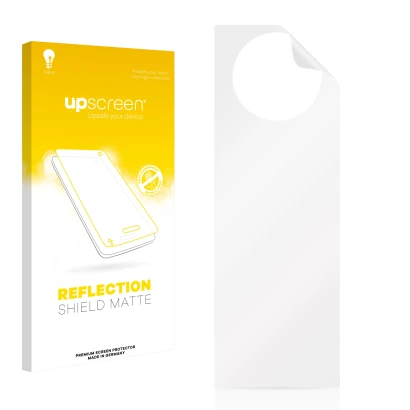 Front side of a product packaging with the brand logo upscreen. Next to it is the corresponding screen protector.