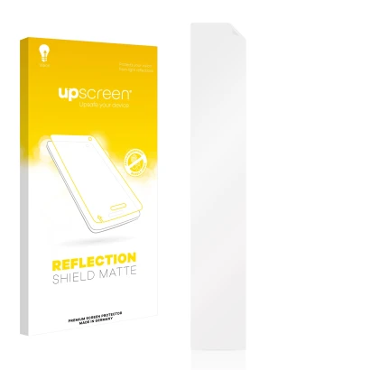 Front side of a product packaging with the brand logo upscreen. Next to it is the corresponding screen protector.
