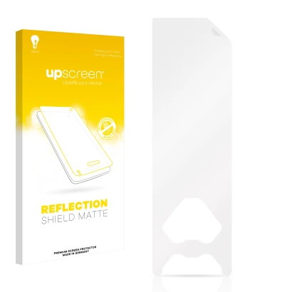 Front side of a product packaging with the brand logo upscreen. Next to it is the corresponding screen protector.