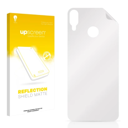 Front side of a product packaging with the brand logo upscreen. Next to it is the corresponding screen protector.