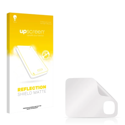 Front side of a product packaging with the brand logo upscreen. Next to it is the corresponding screen protector.