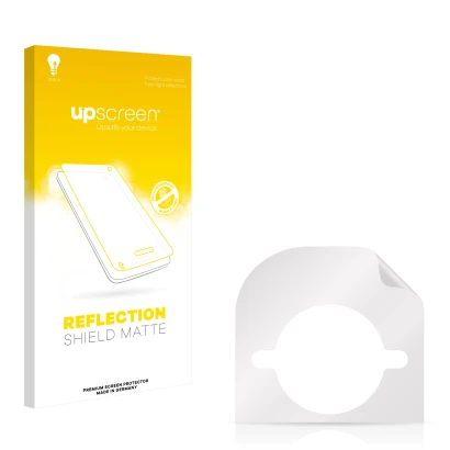 Front side of a product packaging with the brand logo upscreen. Next to it is the corresponding screen protector.