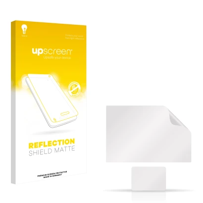 Front side of a product packaging with the brand logo upscreen. Next to it is the corresponding screen protector.