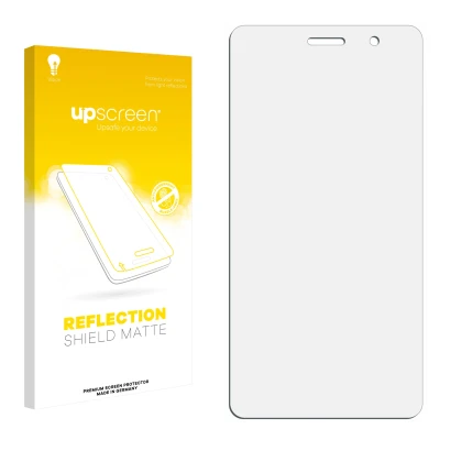 Front side of a product packaging with the brand logo upscreen. Next to it is the corresponding screen protector.