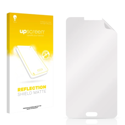Front side of a product packaging with the brand logo upscreen. Next to it is the corresponding screen protector.