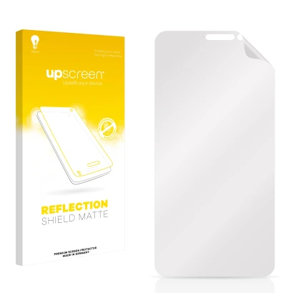 Front side of a product packaging with the brand logo upscreen. Next to it is the corresponding screen protector.
