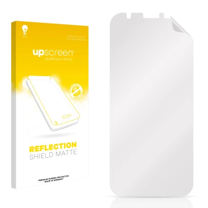 Front side of a product packaging with the brand logo upscreen. Next to it is the corresponding screen protector.