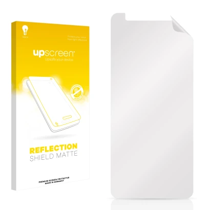 Front side of a product packaging with the brand logo upscreen. Next to it is the corresponding screen protector.