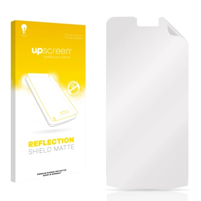 Front side of a product packaging with the brand logo upscreen. Next to it is the corresponding screen protector.