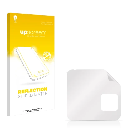 Front side of a product packaging with the brand logo upscreen. Next to it is the corresponding screen protector.